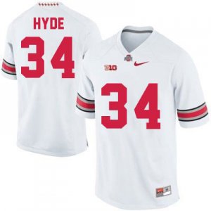 Men's NCAA Ohio State Buckeyes Carlos Hyde #34 College Stitched Authentic Nike White Football Jersey CR20K54WX